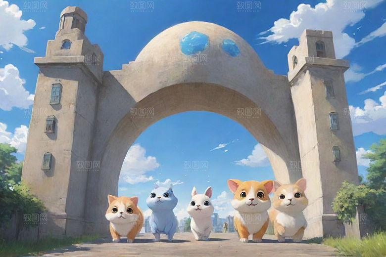 未来之门神秘科幻风格的动画世界