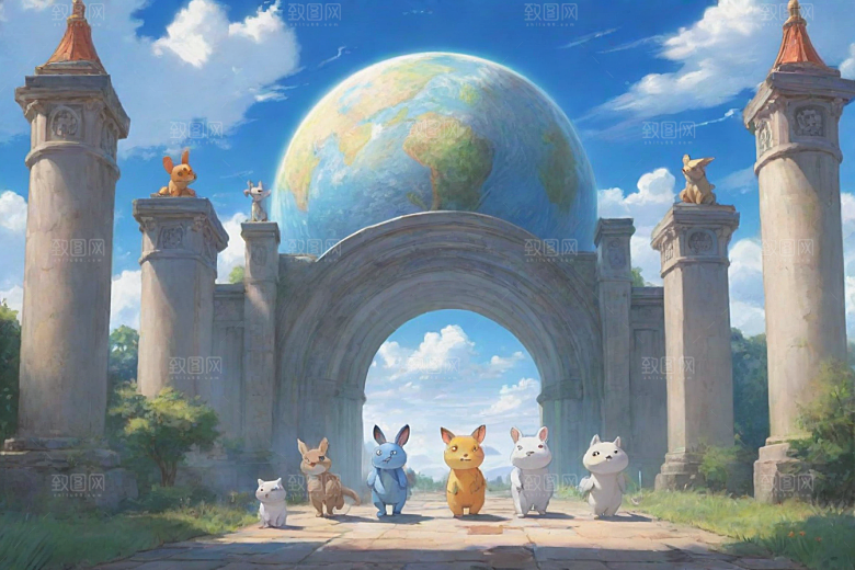 蓝光之门神秘科幻风格的动画故事