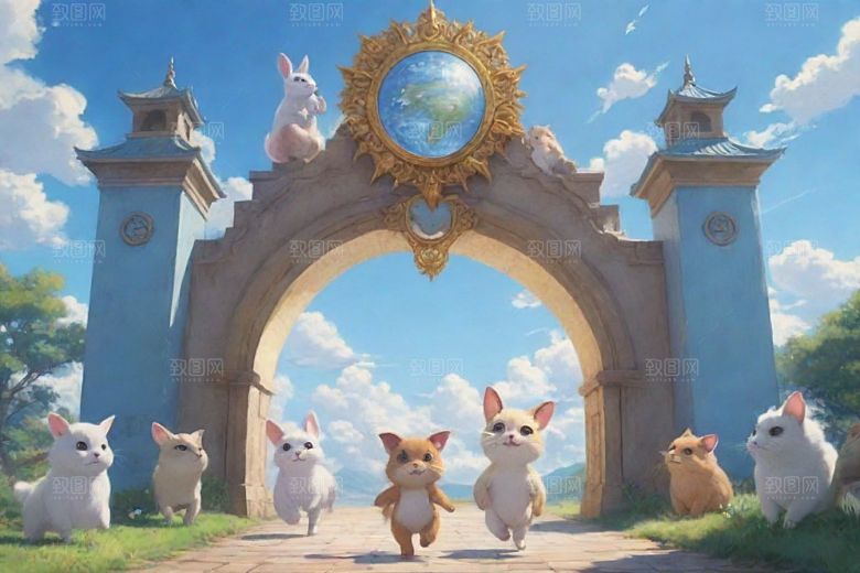 蓝光之门神秘科幻风格的动画故事