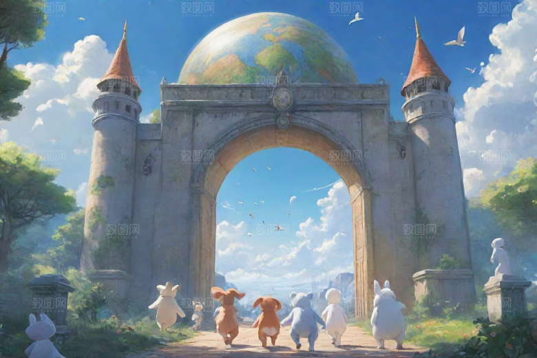 蓝光之门神秘科幻风格的动画故事