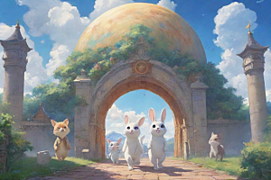 蓝光之门神秘科幻风格的动画故事