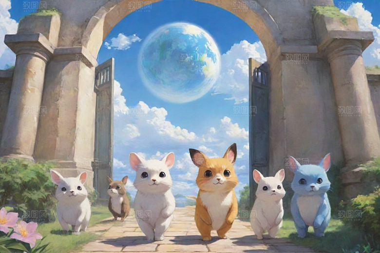 蓝光之门神秘科幻风格的动画故事