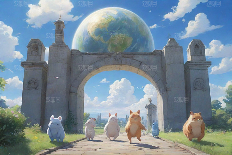 与未来之门科幻风格的动漫世界