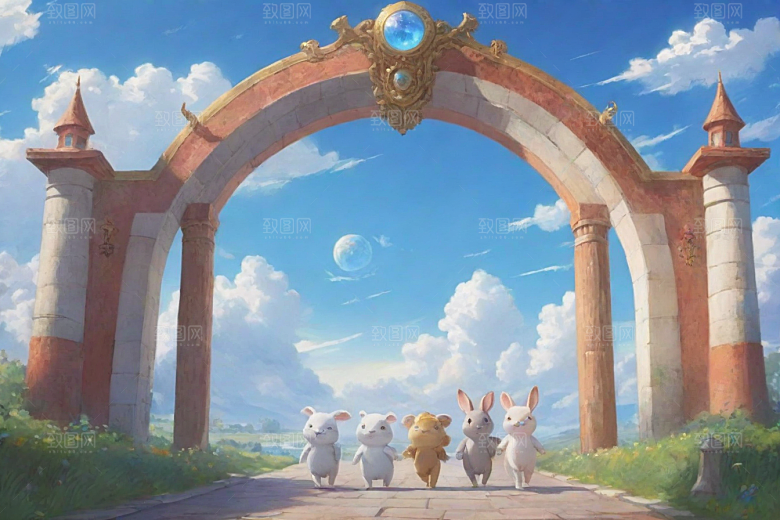 与未来之门科幻风格的动漫世界