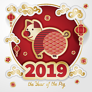 剪纸小猪新年背景设计