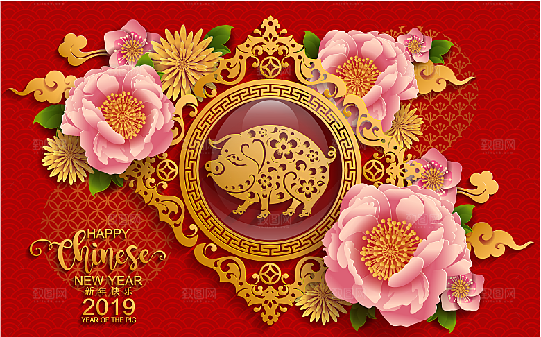 红色牡丹花鲜花背景设计