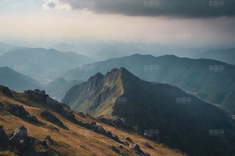 陡峭奇峰岩石石壁山顶