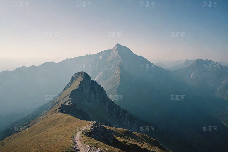 陡峭奇峰岩石石壁山顶
