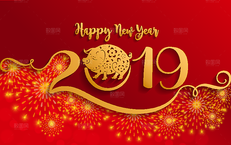 红色剪纸风格新年海报背景