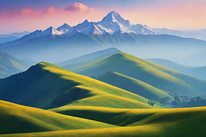 碧水清澈山顶溪流风光