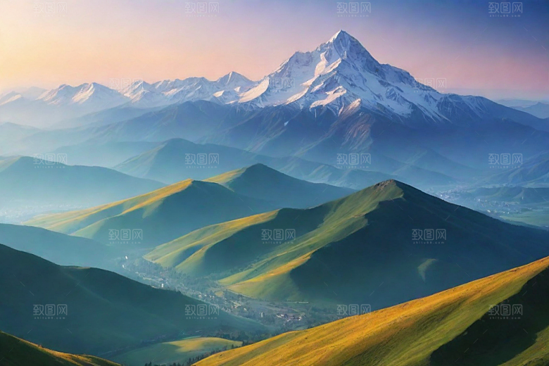 碧水清澈山顶溪流风光