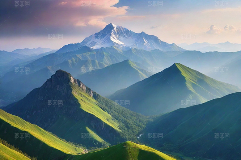 碧水清澈山顶溪流风光