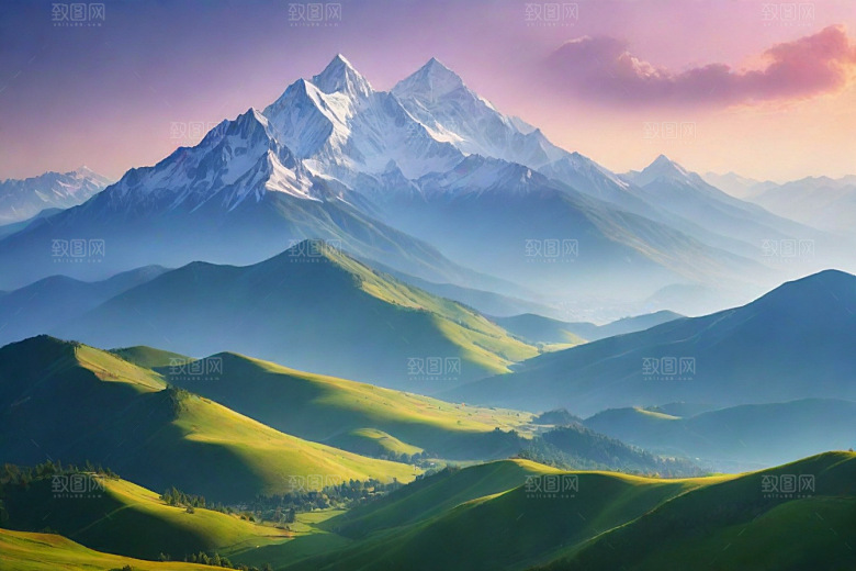 碧水清澈山顶溪流风光