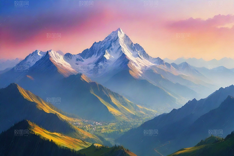 碧水清澈山顶溪流风光