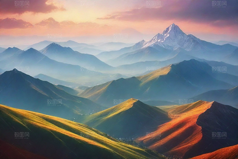 碧水清澈山顶溪流风光