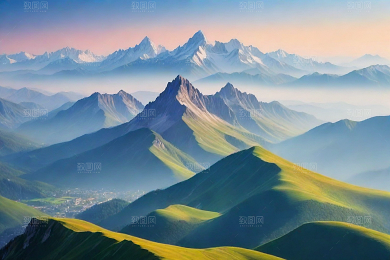 碧水清澈山顶溪流风光