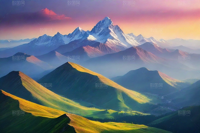 碧水清澈山顶溪流风光