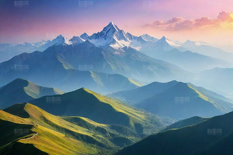 碧水清澈山顶溪流风光