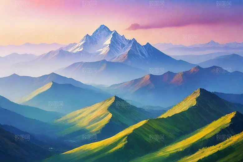 碧水清澈山顶溪流风光
