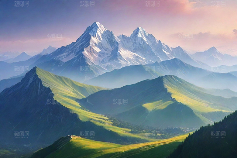 碧水清澈山顶溪流风光