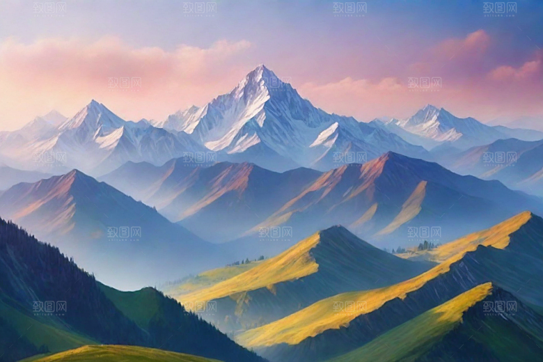 神秘幽美山顶的梦幻景色