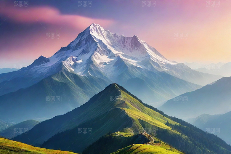 神秘幽美山顶的梦幻景色