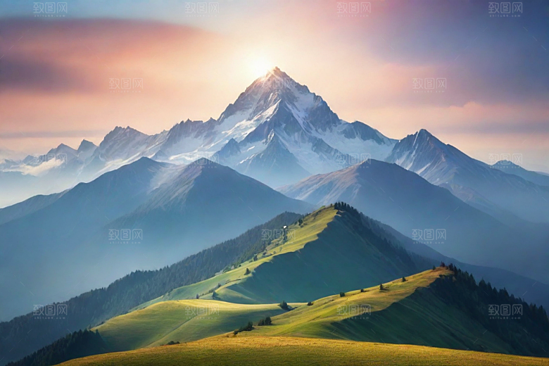 神秘幽美山顶的梦幻景色