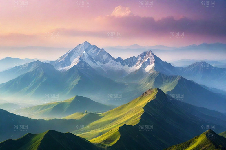 神秘幽美山顶的梦幻景色