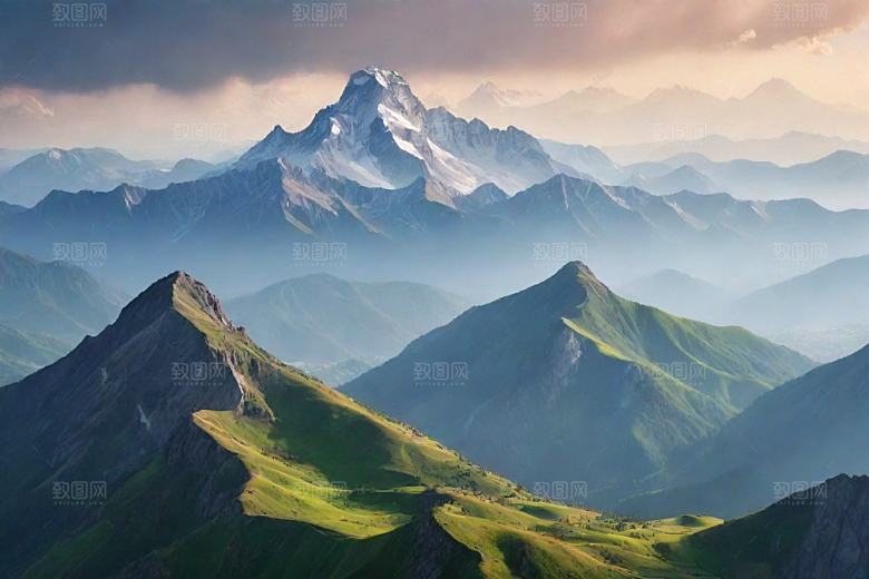 神秘幽美山顶的梦幻景色
