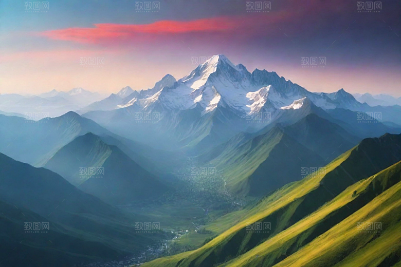 神秘幽美山顶的梦幻景色