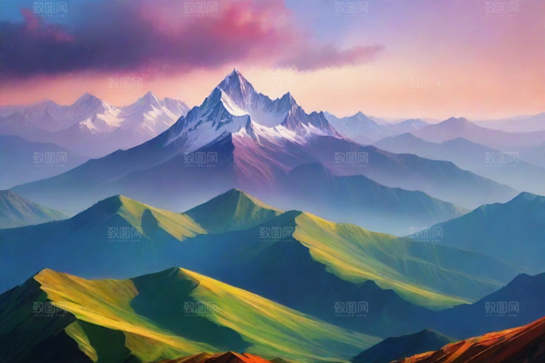 神秘幽美山顶的梦幻景色