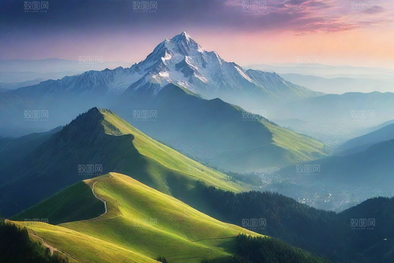 神秘幽美山顶的梦幻景色