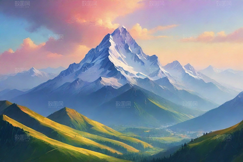 神秘幽美山顶的梦幻景色