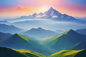 神秘幽美山顶的梦幻景色