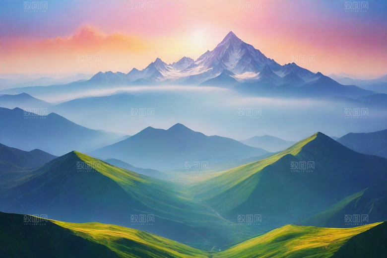 神秘幽美山顶的梦幻景色
