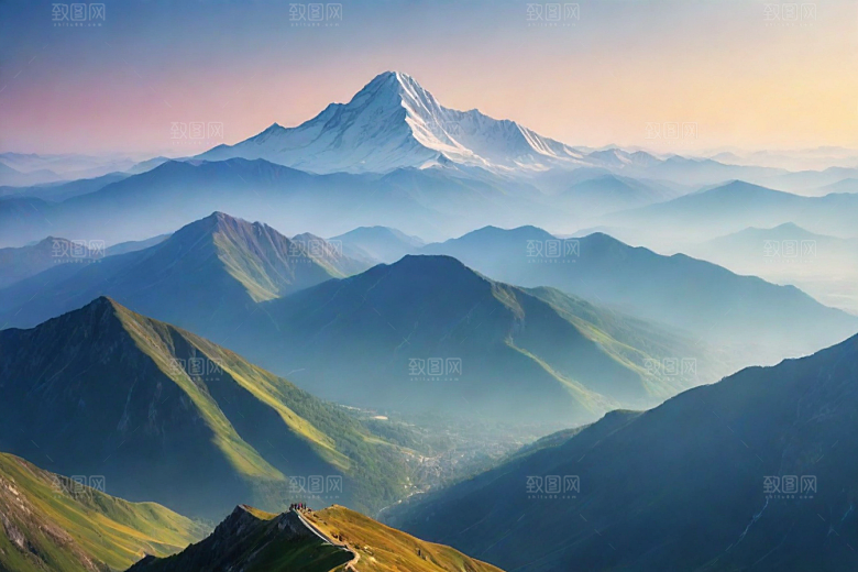 神秘幽美山顶的梦幻景色