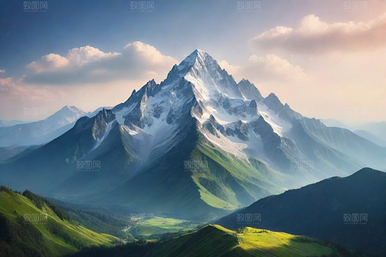 美丽山顶诗意如画的风景