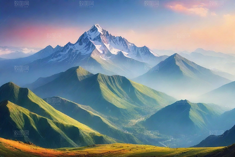 美丽山顶诗意如画的风景