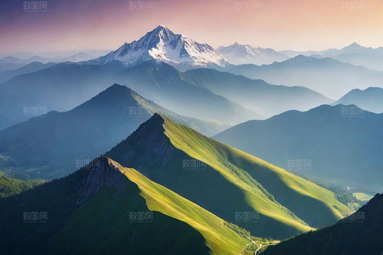 美丽山顶诗意如画的风景