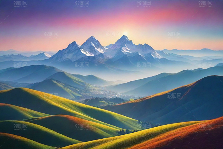 美丽山顶诗意如画的风景