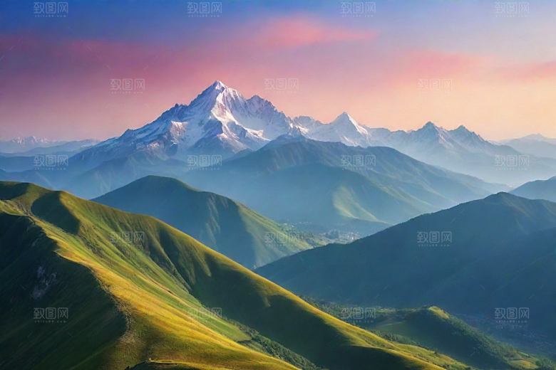 美丽山顶诗意如画的风景
