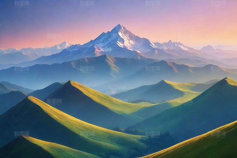 美丽山顶诗意如画的风景