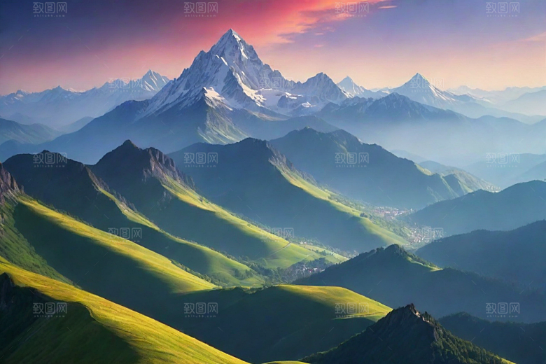美丽山顶诗意如画的风景