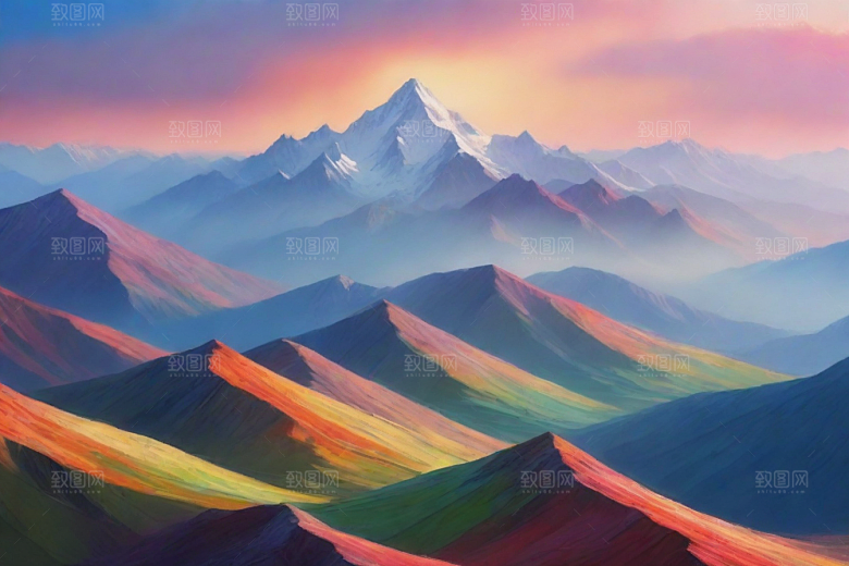 美丽山顶诗意如画的风景