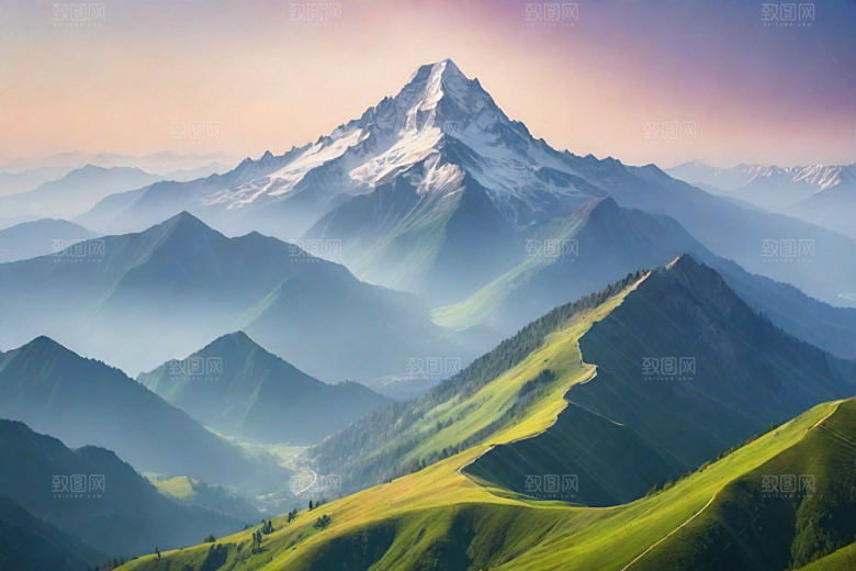 美丽山顶诗意如画的风景