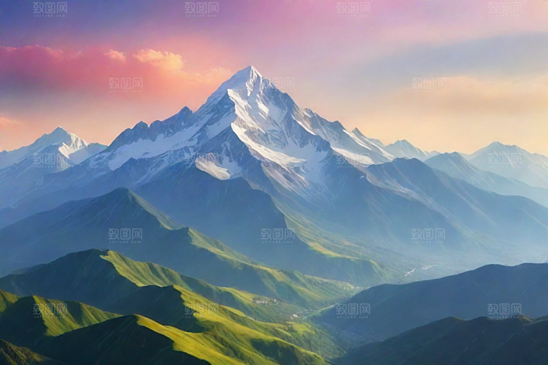 美丽山顶诗意如画的风景