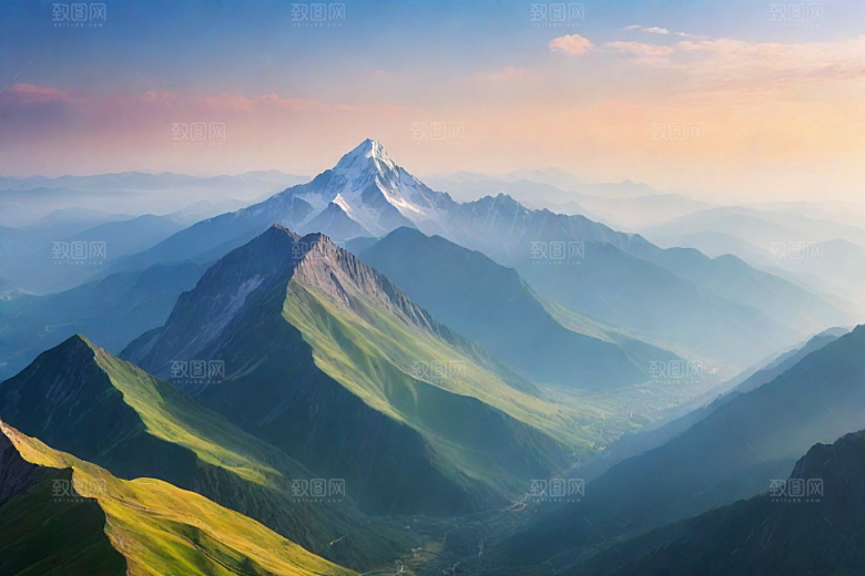 美丽山顶诗意如画的风景