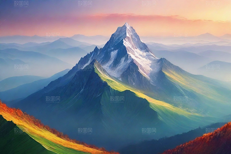 美丽山顶诗意如画的风景