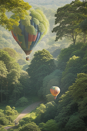美丽飞行热气球中的奇观与奇迹