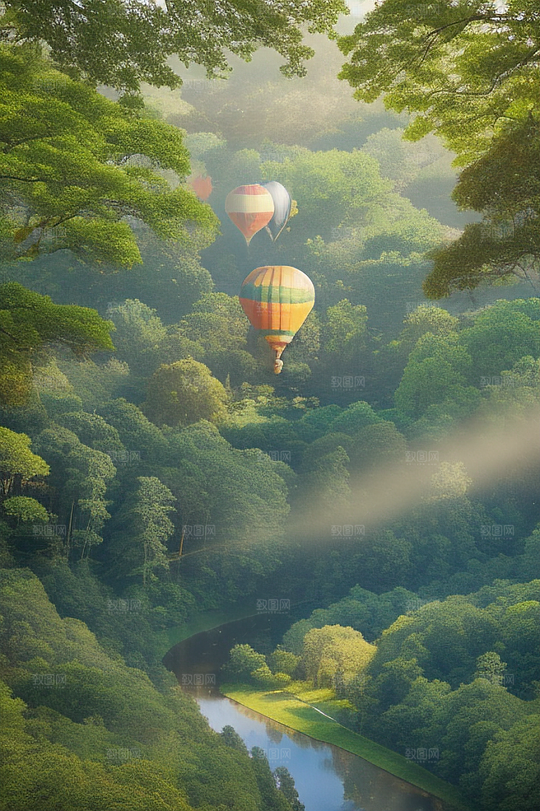 天空奇观热气球俯瞰大地之美